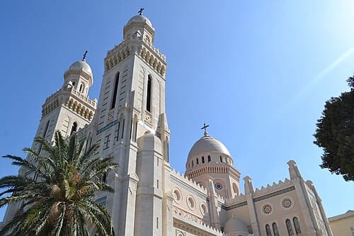 The white towers of the Basilica of Saint Augustine in Annaba
